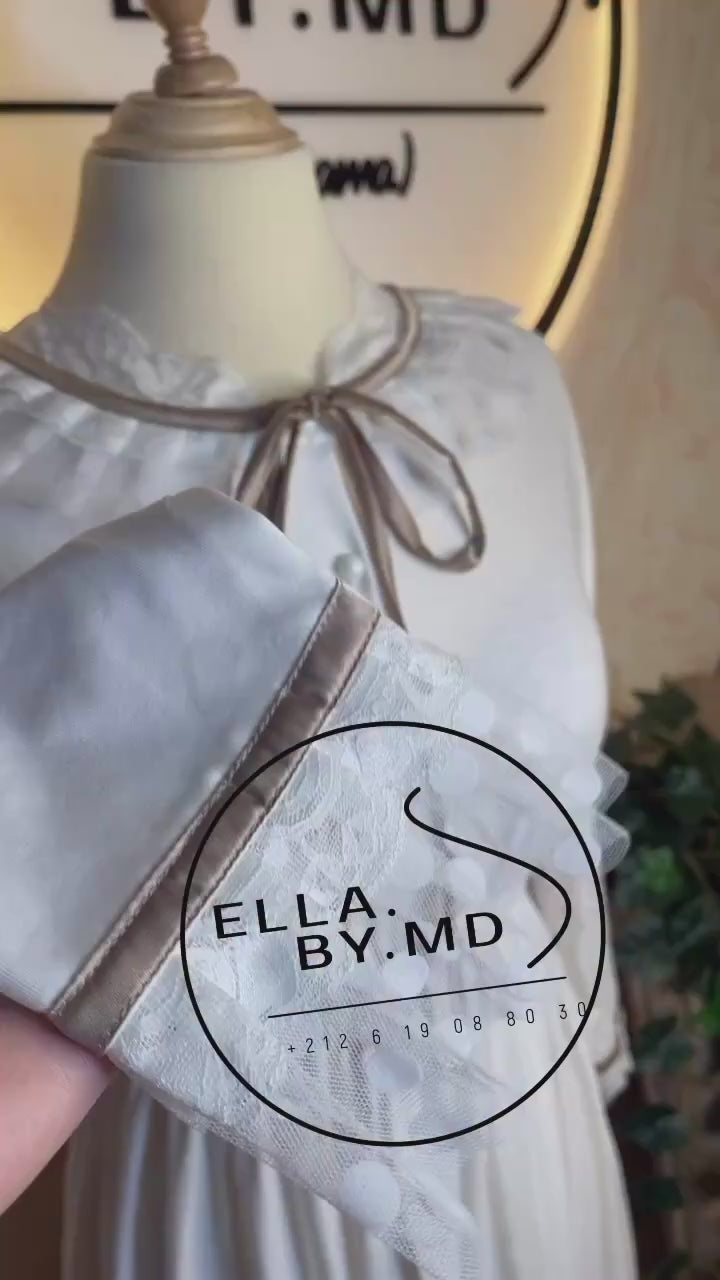 2 pieces || Robe en cotton blanc et peignoir chaud caramel كسوة ابيض وبنوار كراميل سخون